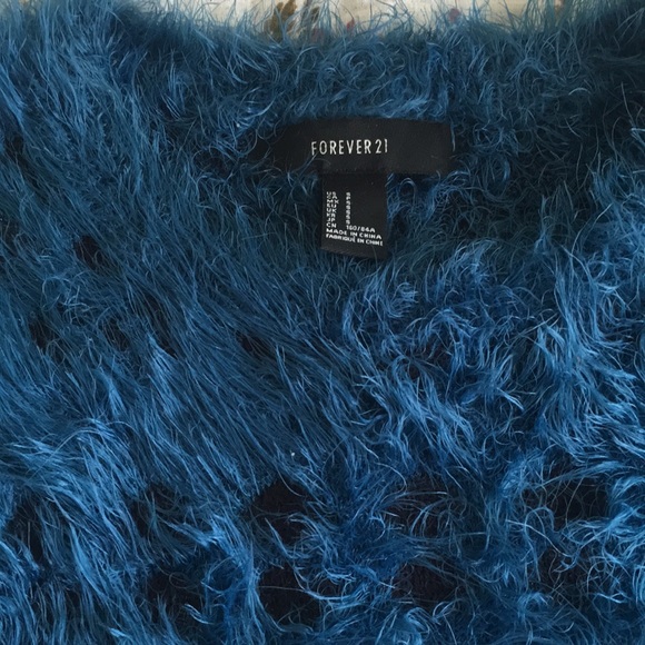 Cookie Monster Style Sweater Royal Electric Blue Size Small Faux fur Super Soft - Picture 3 of 5